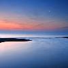 Pre-Dawn Moon And The Pike River/Lake Michigan